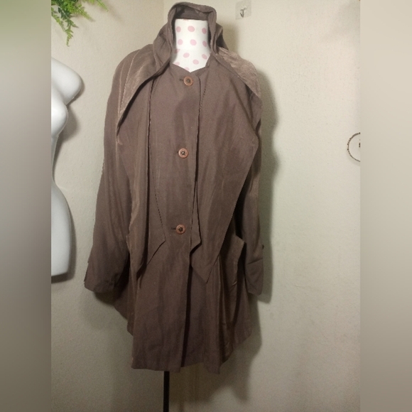 Gallery Jackets & Blazers - Gallery Brown Trench Coat with Relaxed Fit and Lapel Collar